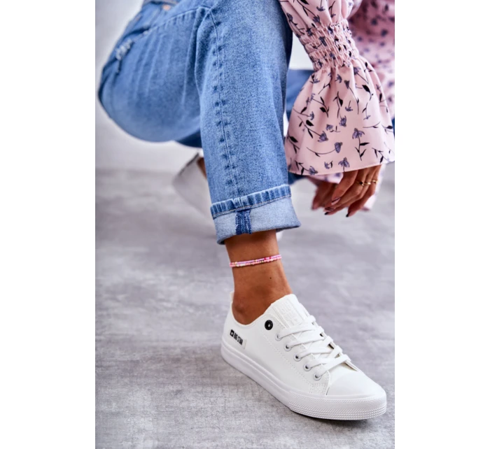 Damskie Skórzane Niskie Trampki Big Star KK274010 Białe