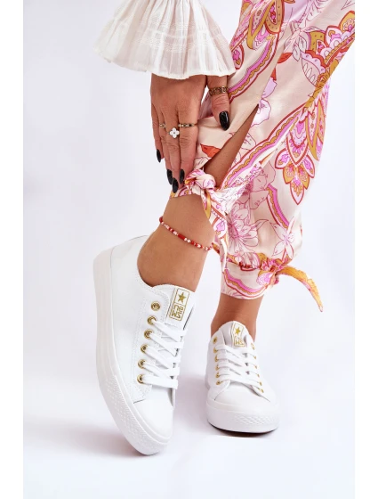 Dámské Klasické Tenisky Bílé a zlatá model 21607873 - EVENTO Dámské Klasické Tenisky Bílé a zlatá model 21607873 - EVENTO