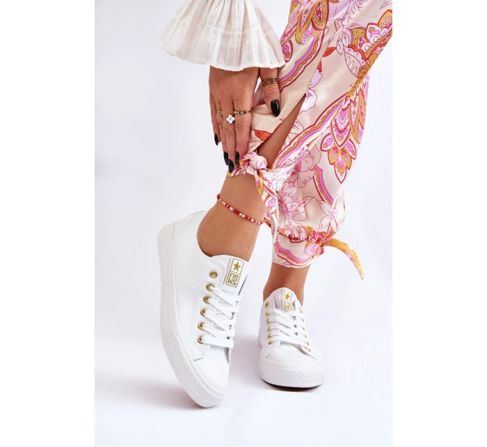 Dámské Klasické Tenisky Bílé a zlatá model 21607873 - EVENTO Dámské Klasické Tenisky Bílé a zlatá model 21607873 - EVENTO