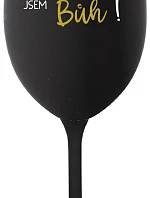 VÍNO JE BOŽÍ NÁPOJ. JA SOM BOH! - čierny pohár na víno 350 ml