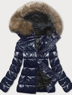 Dámska tmavomodrá prešívaná bunda (7695)