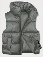 Dámsky krátky top bez rukávov so stojatým golierom Khaki (B8245-11)