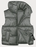 Dámsky krátky top bez rukávov so stojatým golierom Khaki (B8245-11)