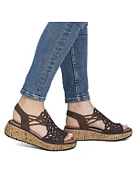 Hnědé dámské sandály na platformě Rieker V1765-24