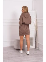 Zateplené šaty s kapucňou mocca