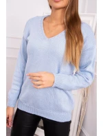 Svetr s výstřihem do V modrý