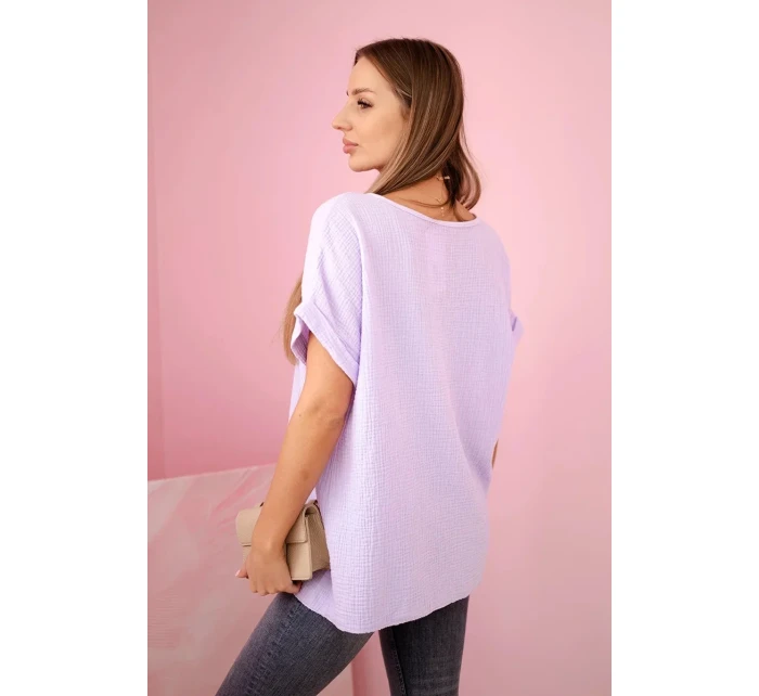 Mušelínová halenka s náhrdelníkem světle fialová Mušelínová halenka s náhrdelníkem světle fialová