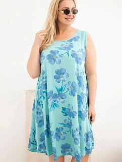 Dámske šaty Plus Size z viskózy s kvetinovým vzorom na ramienkach Mint