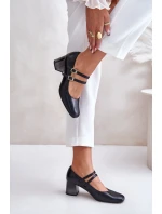 Kožené sandály s pásky na podpatku černé model 21673885 - Laura Messi