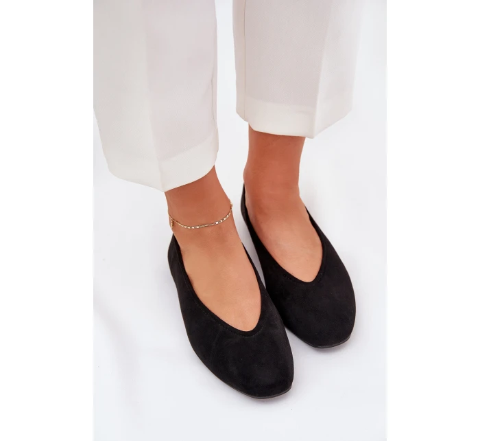 Klasyczne Baleriny Z Eko Zamszu Czarne Osallin