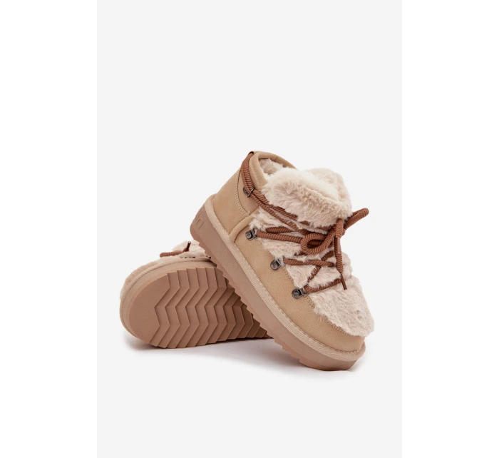 Śniegowce Dziecięce Młodzieżowe Z Futerkiem D.Franklin DFSH370011 Beżowe