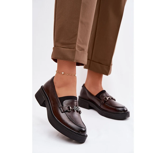 Kožené dámské mokasiny s ozdobným detailem Vinceza 39985 Čokoládové