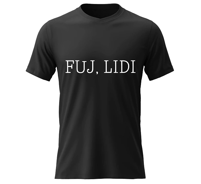 Dámské bavlněné tričko s potiskem - FUJ, LIDI - černé Dámské bavlněné tričko s potiskem - FUJ, LIDI - černé