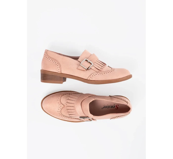 Pekné ružové mokasíny na podpätku pre ženy Pekné ružové mokasíny na podpätku pre ženy