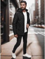 Pánska prechodná bunda s kapucňou čierna FashionStreet TX4991