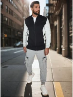 Pánska mikina na zips so stojacím golierom čierna FashionStreet BX5909