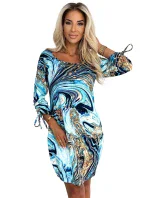SOPHIE Pohodlné dámské oversize šaty s kapsami a se vzorem světle model 20543692 - numoco SOPHIE Pohodlné dámské oversize šaty s kapsami a se vzorem světle model 20543692 - numoco