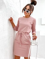Púdrovo ružové bavlnené šaty (700)