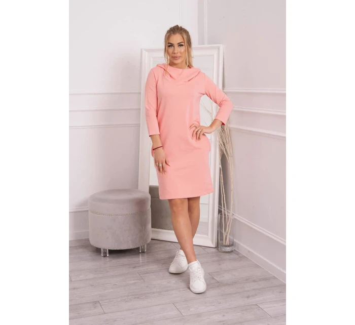 Šaty s kapucí a kapsami meruňková Šaty s kapucí a kapsami meruňková