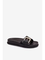 Ženské pantofle s zlatým sponou Černé model 21960827 - Boto