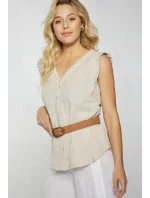 Dámska Mušelínová blúzka Béžová - Monnari