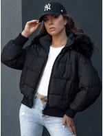 Dámska prešívaná zimná bunda s kožušinou COLDPACK black FashionStreet TY4430 Dámska prešívaná zimná bunda s kožušinou COLDPACK black FashionStreet TY4430