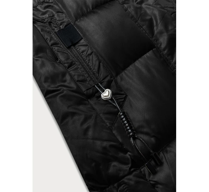 Zimowa kurtka plus size z kapturem czarna model 21248313 - S'WEST Zimowa kurtka plus size z kapturem czarna model 21248313 - S'WEST