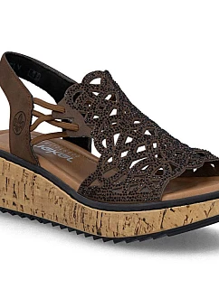 Hnědé dámské sandály na platformě Rieker V1765-24