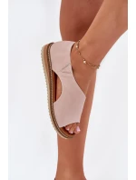 Dámské kožené sandály model 21698423 Světle růžové - Artiker