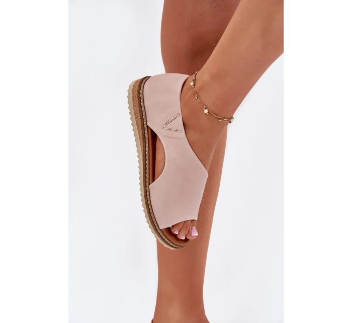 Dámské kožené sandály model 21698423 Světle růžové - Artiker