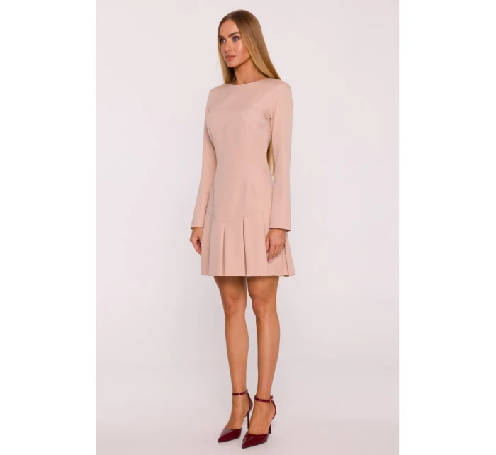 Šaty s záhyby béžové model 21295918 - Moe Šaty s záhyby béžové model 21295918 - Moe