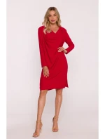 S428 Šaty s výstrihom - červené S428 Šaty s výstrihom - červené