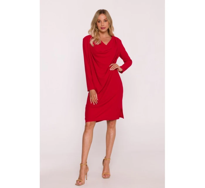 S428 Šaty s výstrihom - červené S428 Šaty s výstrihom - červené
