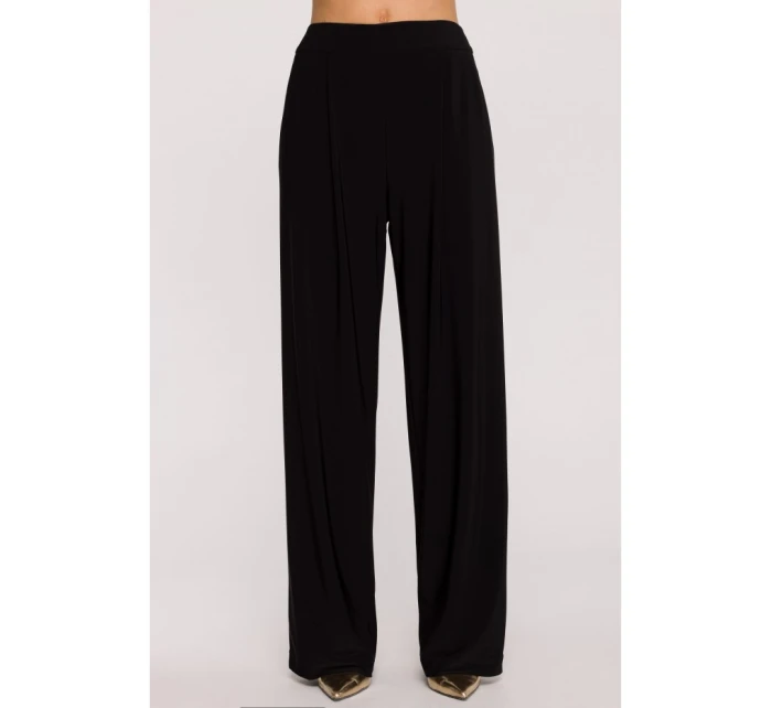 M890 Kombinéza s výstrihom a širokými nohavicami - čierna