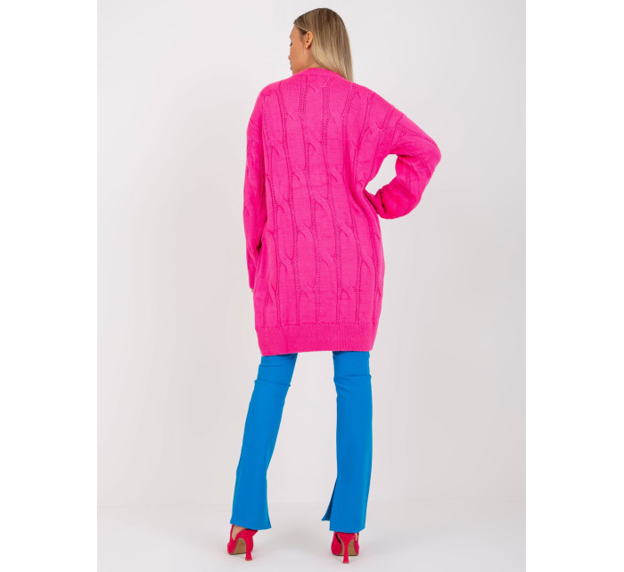Fluo ružové pletené mini šaty s vrkočmi RUE PARIS
