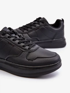 Ľahké pánske tenisky na platforme z ekokože, čierne Uziran