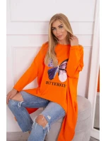 Oversize halenka s potiskem oranžová Oversize halenka s potiskem oranžová