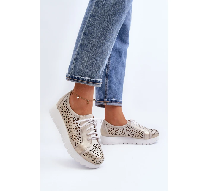 Kožené Polobotky Na Platformě Bežové model 21646202 - Zazoo