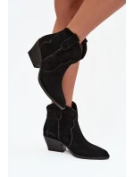 Nazouvací dámské kozačky z přírodního semiše černé model 21713735 - Boto