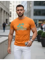 Tshirt męski z nadrukiem pomarańczowy model 22136493 - FashionStreet