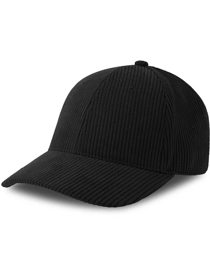 Atlantis Headwear Cordy-S 6-panelová manšestrová čiapka s kšiltom 33.0226 čierna Atlantis Headwear Cordy-S 6-panelová manšestrová čiapka s kšiltom 33.0226 čierna