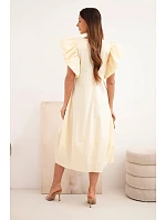 Dámské bavlněné šaty s model 22170757 rukávem žlutá - K-Fashion