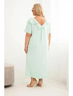 Dámske plus size bavlnené šaty s volánom na ramenách mätová Dámske plus size bavlnené šaty s volánom na ramenách mätová