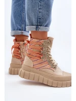 Wysokie Trampki Damskie Na Masywnej Platformie Beżowe Kernia Wysokie Trampki Damskie Na Masywnej Platformie Beżowe Kernia