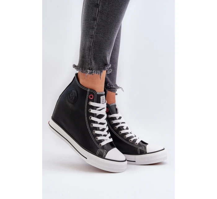 Trampki Damskie Na Koturnie Cross Jeans NN2R4005 Czarne