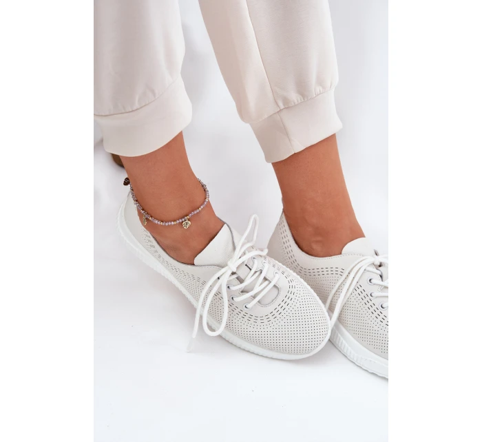 Dámské Kožené Sportovní Boty model 21691334 Bílé - VINCEZA