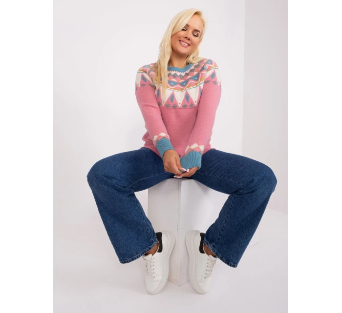 Sweter PM SW model 18909369 ciemny różowy - FPrice Sweter PM SW model 18909369 ciemny różowy - FPrice