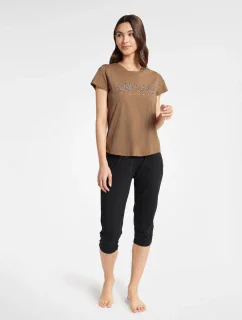 Boutique Pyžamo 40615-88X Karamelová a čierna - Henderson Ladies