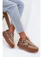 Dámske tenisky na platforme s leopardím vzorom Big Star - béžové Dámske tenisky na platforme s leopardím vzorom Big Star - béžové