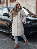 Dámska zimná bunda ELEGANTI dlhá s kapucňou svetlo šedá FashionStreet TY4657